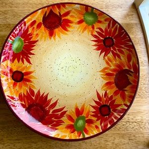 Set of 5 Pfaltzgraff dinner plates. Evening Sun hand painted flower design.